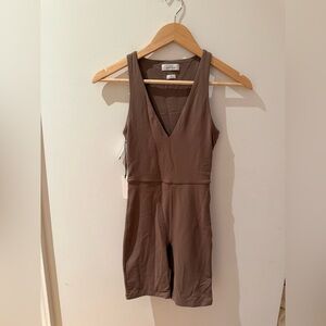 Babaton CONTOUR Taupe V-Neck Romper